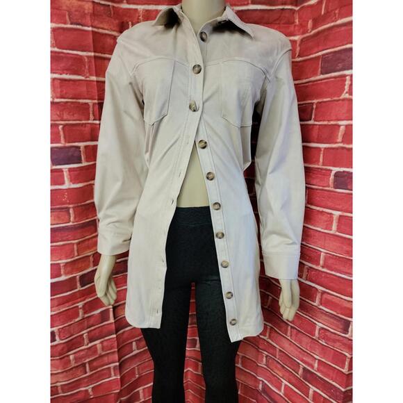 Zara cream/beige faux suede buttons front Coat Jacket Women's XS NWT #H